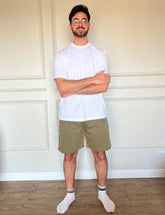 Printed Melton Short Set Olive